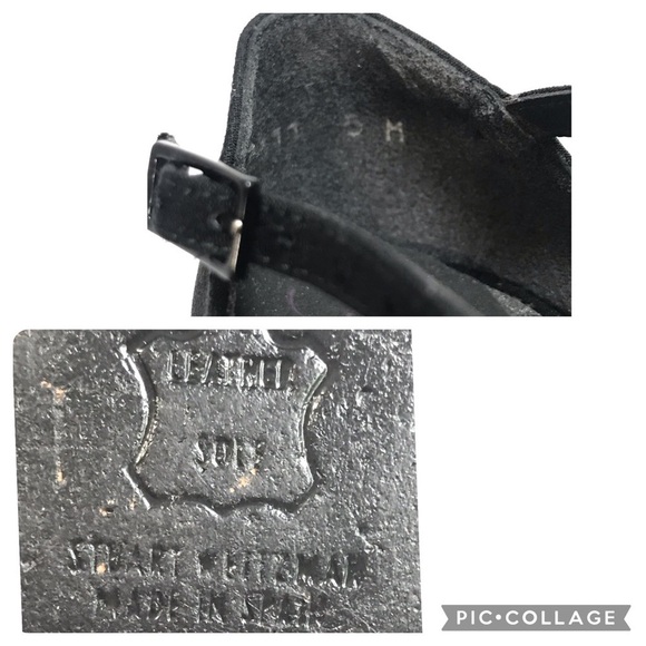 Stuart Weitzman Black Satin Peep Toe Heels Crystal Embellishment T-Strap Sz 5 - Picture 15 of 16